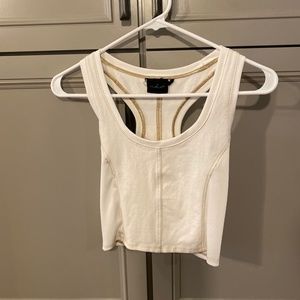 Urban Outfitters Seamless Cropped White Tank with Camel Stitching
